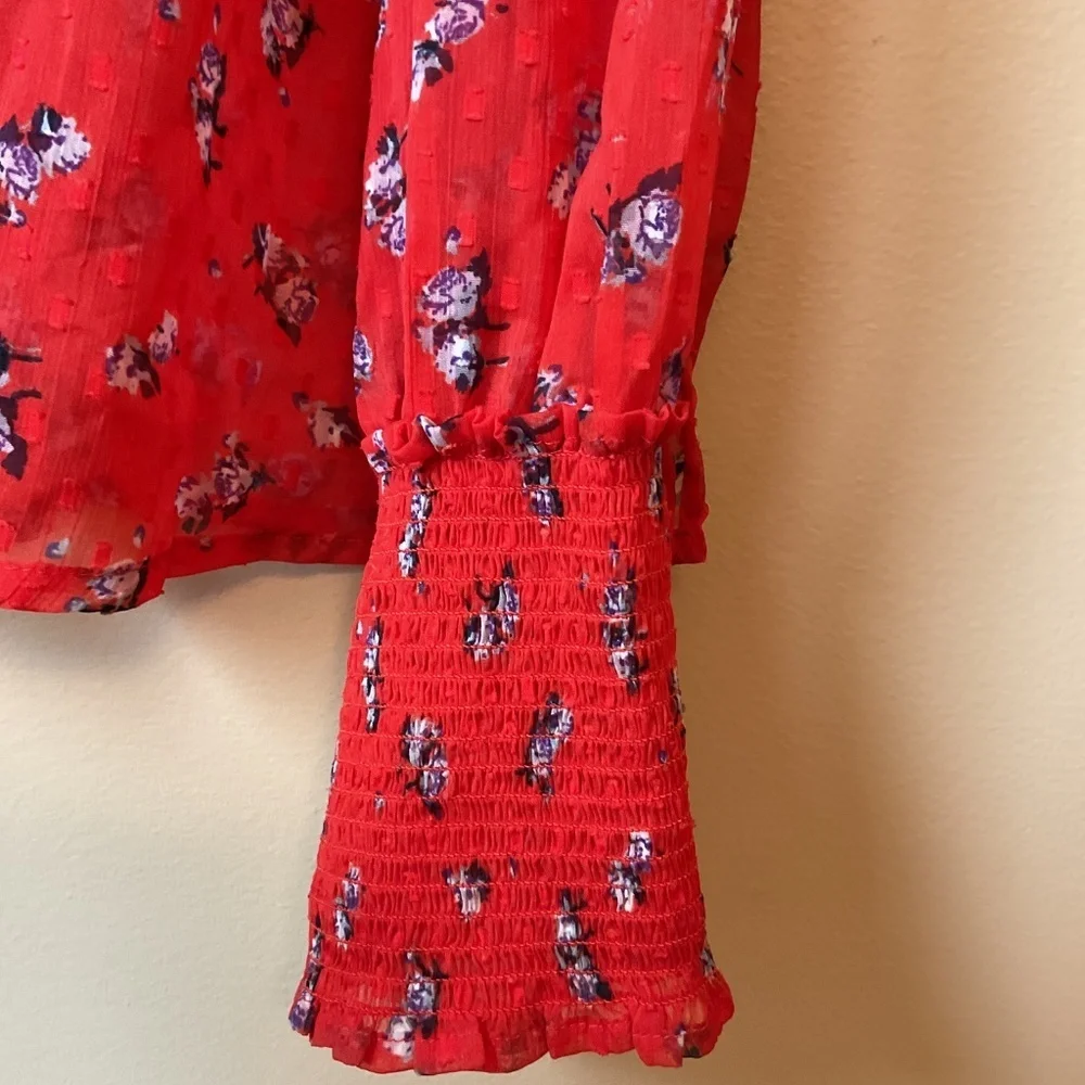 Free People “Flowers of December” Blouse Size Large